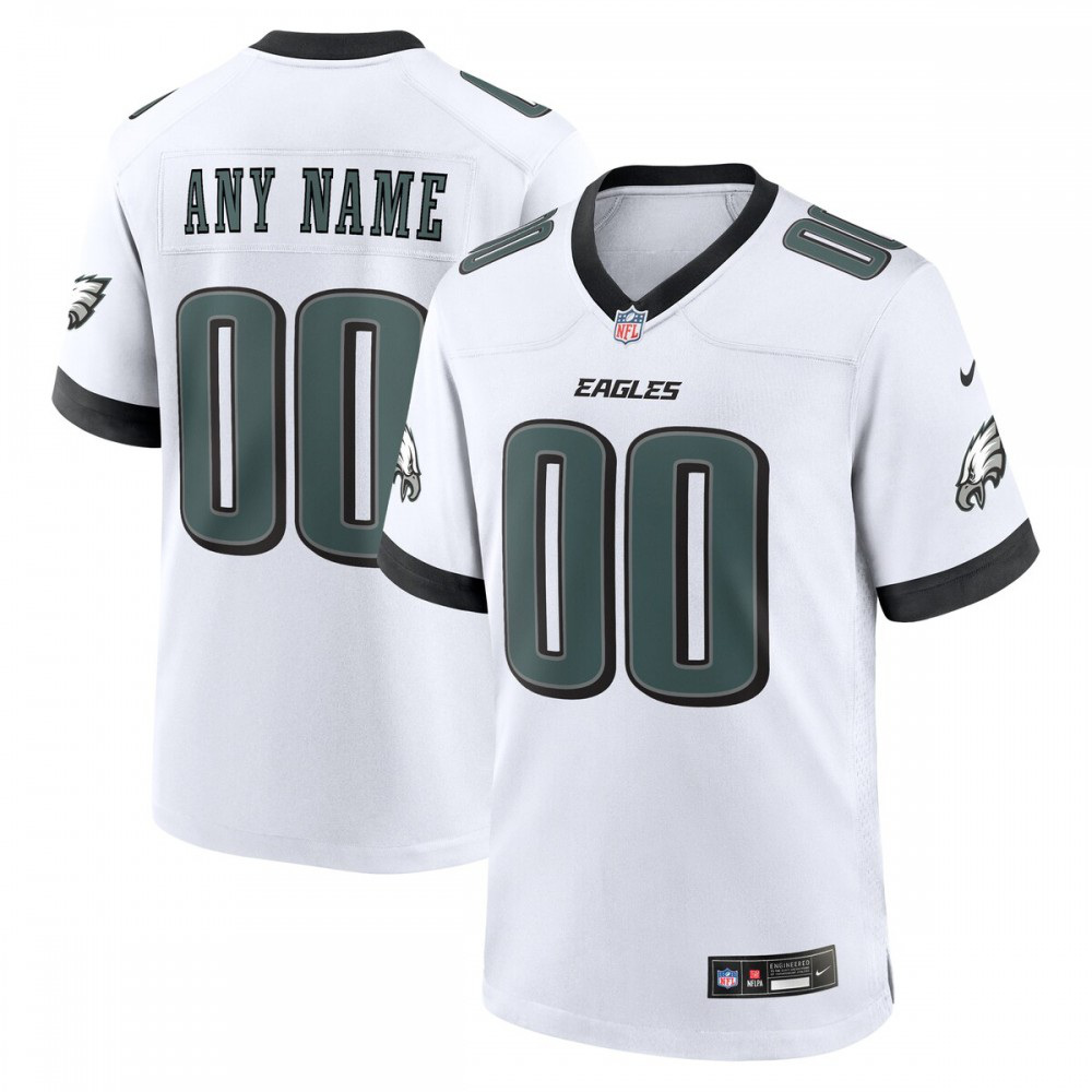 Philadelphia Eagles Nike Custom Game Jersey - White-GridironStore